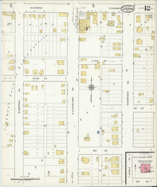 Sanborn Fire Insurance Map from Cushing, Payne County, Oklahoma (1917), Sheet #0012 - Historic Sanborn Fire Insurance Map Print, vintage old map wall art, antique decor, genealogy gift, Oklahoma Oklahoma map