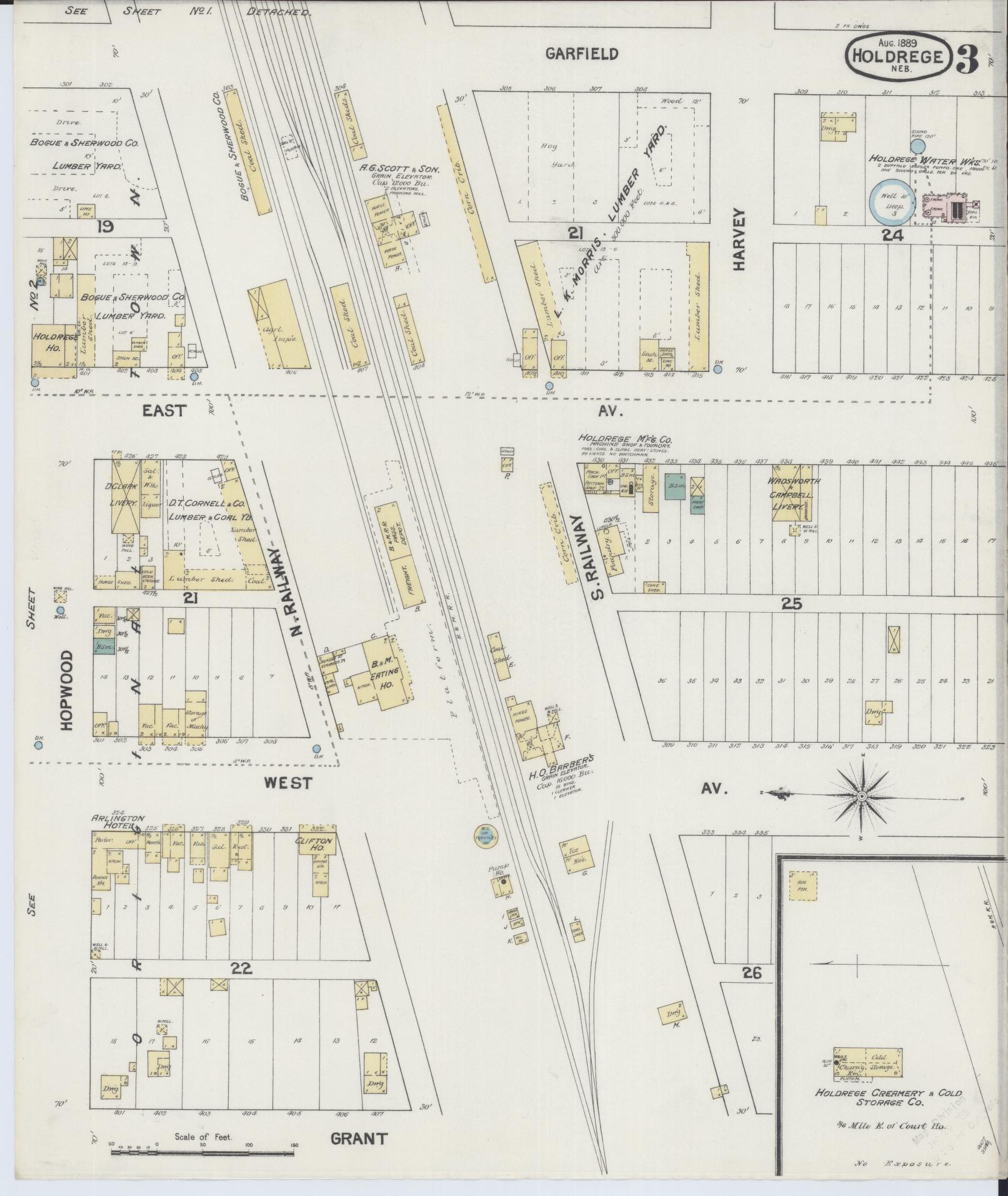 Sanborn Fire Insurance Map from Holdrege, Phelps County, Nebraska (1889), Sheet #0003 - Complete Map Set gallery image, historic Sanborn map, vintage wall art, Nebraska Nebraska