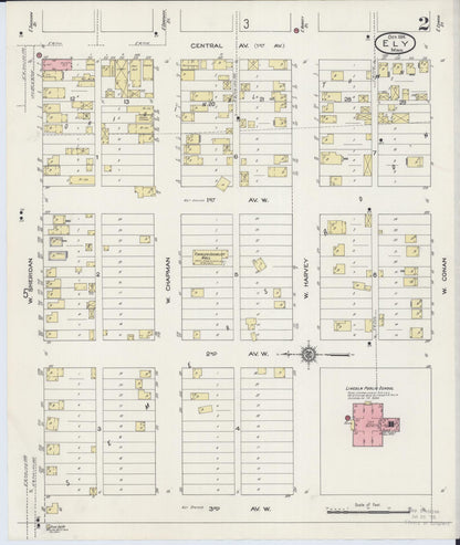Sanborn Fire Insurance Map from Ely, Saint Louis County, Minnesota (1914), Sheet #0002 - Historic Sanborn Fire Insurance Map Print, vintage old map wall art, antique decor, genealogy gift, Minnesota Minnesota map