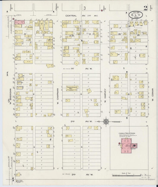 Sanborn Fire Insurance Map from Ely, Saint Louis County, Minnesota (1914), Sheet #0002 - Historic Sanborn Fire Insurance Map Print, vintage old map wall art, antique decor, genealogy gift, Minnesota Minnesota map