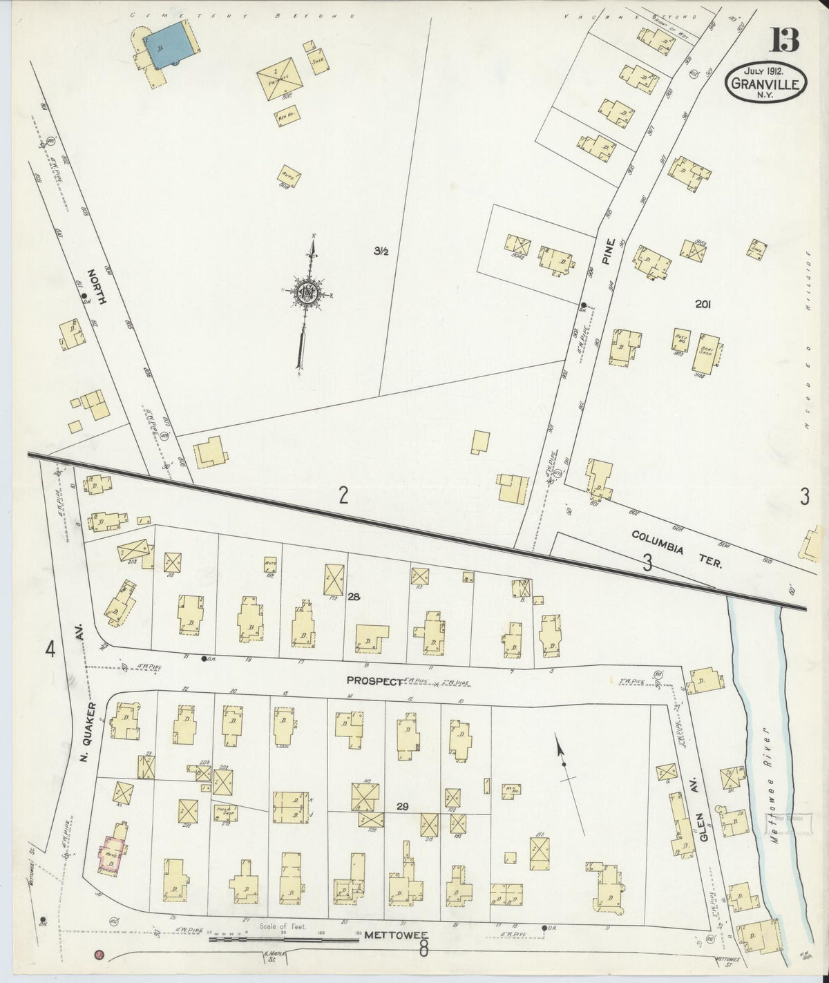 Sanborn Fire Insurance Map from Granville, Washington County, New York (1912), Sheet #0013 - Historic Sanborn Fire Insurance Map Print, vintage old map wall art, antique decor, genealogy gift, New York New York map