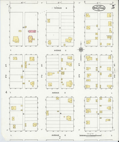 Sanborn Fire Insurance Map from Midlothian, Ellis County, Texas (1921), Sheet #0005 - Historic Sanborn Fire Insurance Map Print, vintage old map wall art, antique decor, genealogy gift, Texas Texas map