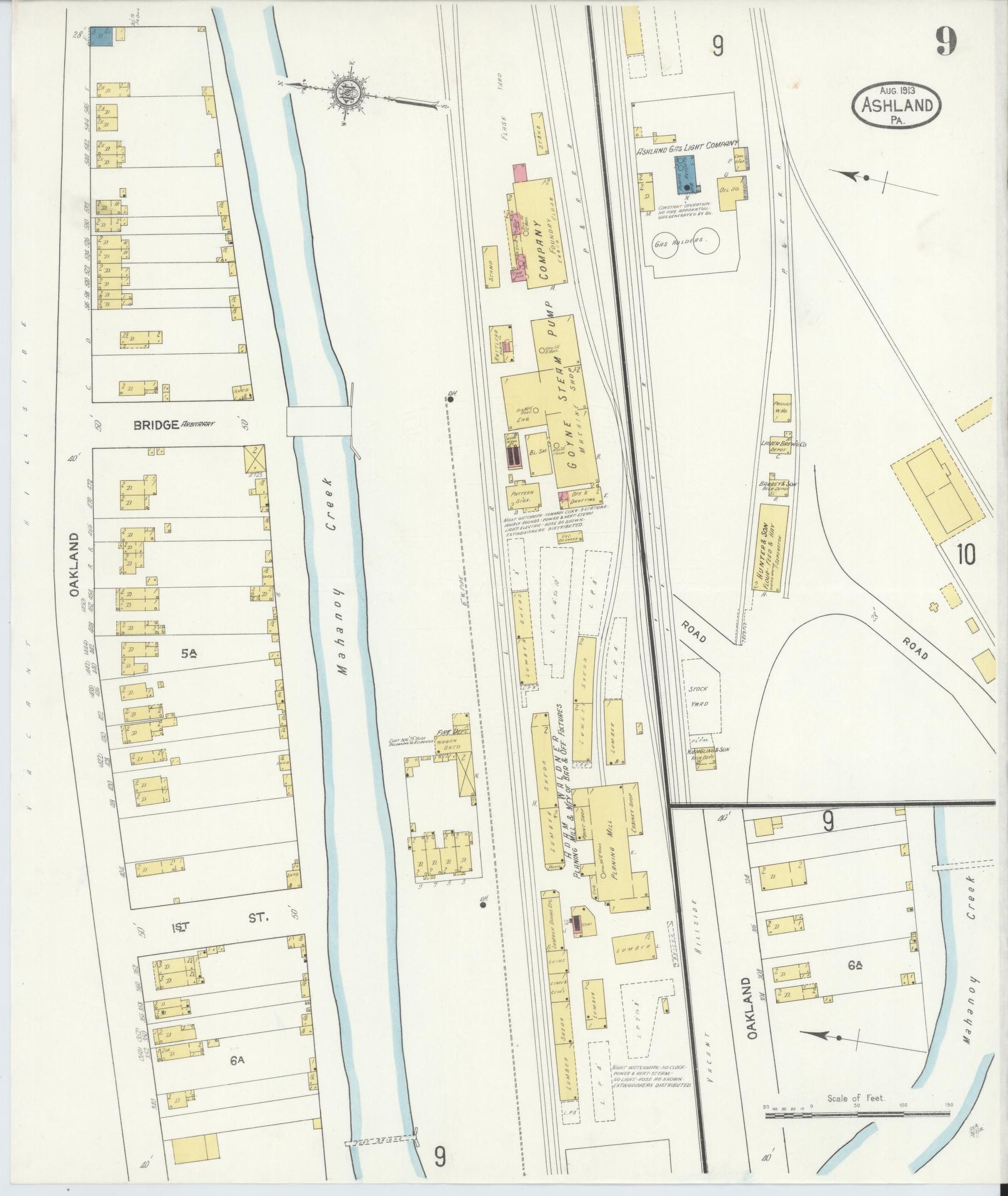 Sanborn Fire Insurance Map from Ashland, Schuylkill County, Pennsylvania (1913), Sheet #0009 - Historic Sanborn Fire Insurance Map Print, vintage old map wall art, antique decor, genealogy gift, Pennsylvania Pennsylvania map