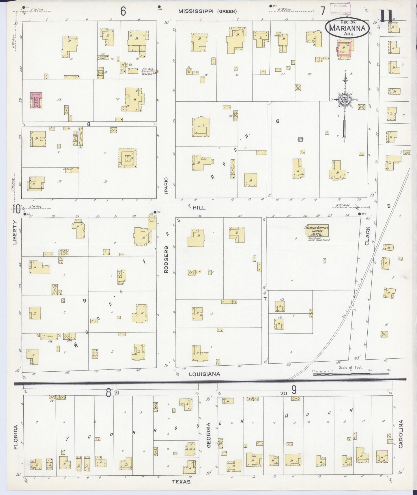 Sanborn Fire Insurance Map from Marianna, Lee County, Arkansas (1912), Sheet #0011 - Historic Sanborn Fire Insurance Map Print, vintage old map wall art, antique decor, genealogy gift, Arkansas Arkansas map