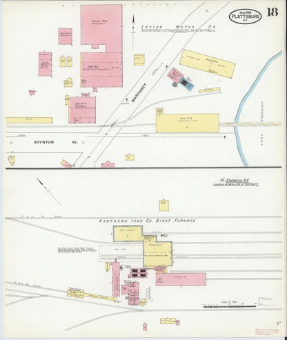 Sanborn Fire Insurance Map from Plattsburg, Clinton County, New York (1909), Sheet #0017 - Complete Map Set gallery image, historic Sanborn map, vintage wall art, New York New York