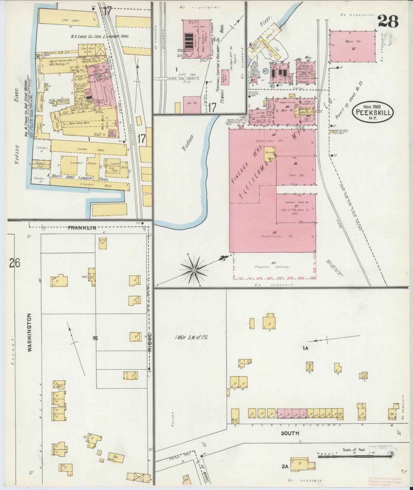 Sanborn Fire Insurance Map from Peekskill, Westchester County, New York (1905), Sheet #0028 - Complete Map Set gallery image, historic Sanborn map, vintage wall art, New York New York