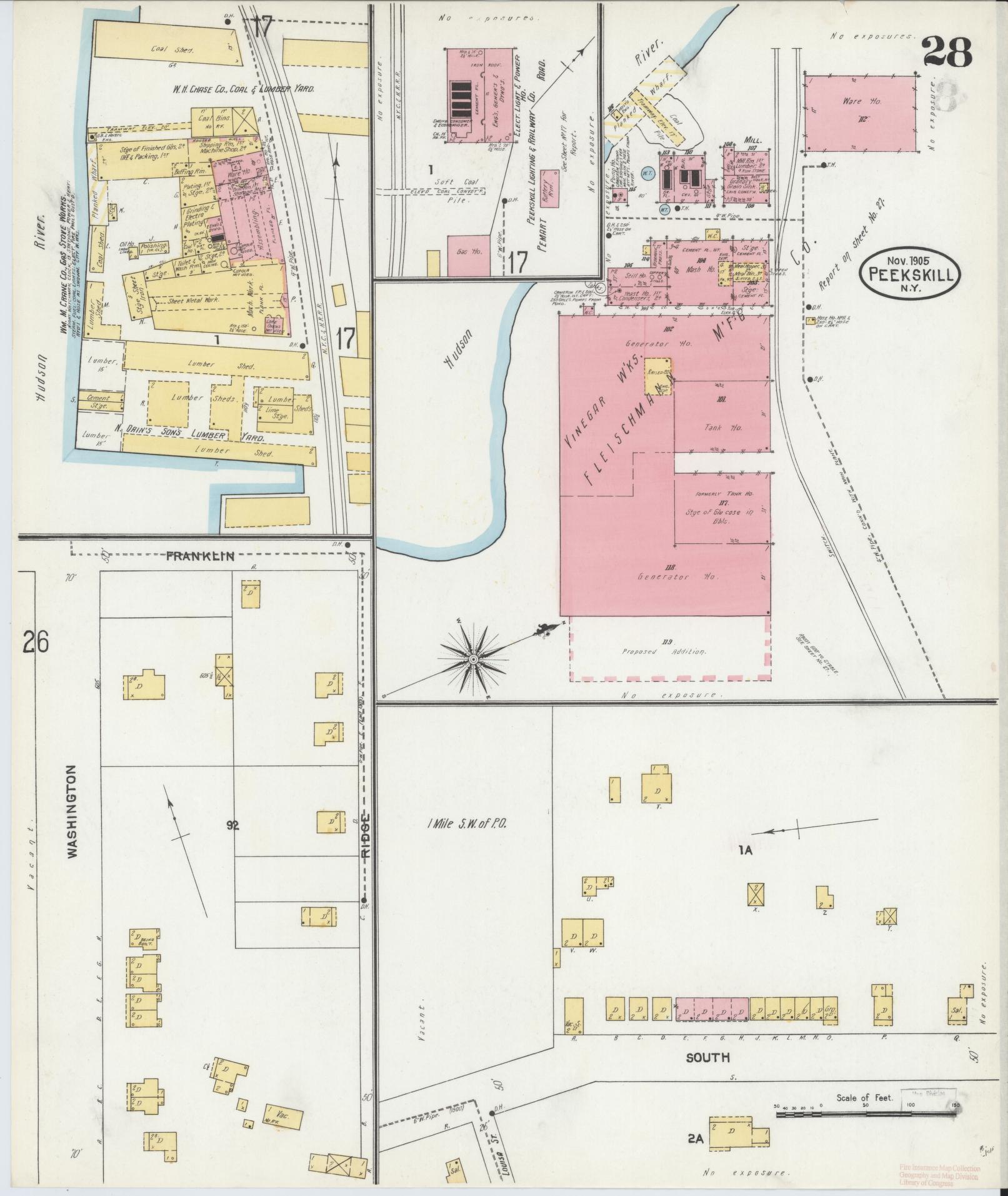 Sanborn Fire Insurance Map from Peekskill, Westchester County, New York (1905), Sheet #0028 - Complete Map Set gallery image, historic Sanborn map, vintage wall art, New York New York