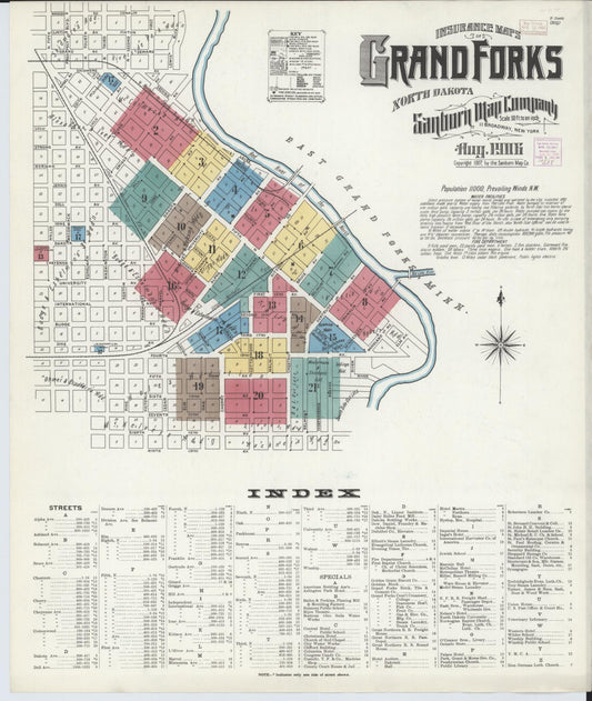 Sanborn Fire Insurance Map from Grand Forks, Grand Forks County, North Dakota. (1906) – Historic Sanborn Fire Insurance Map Print
