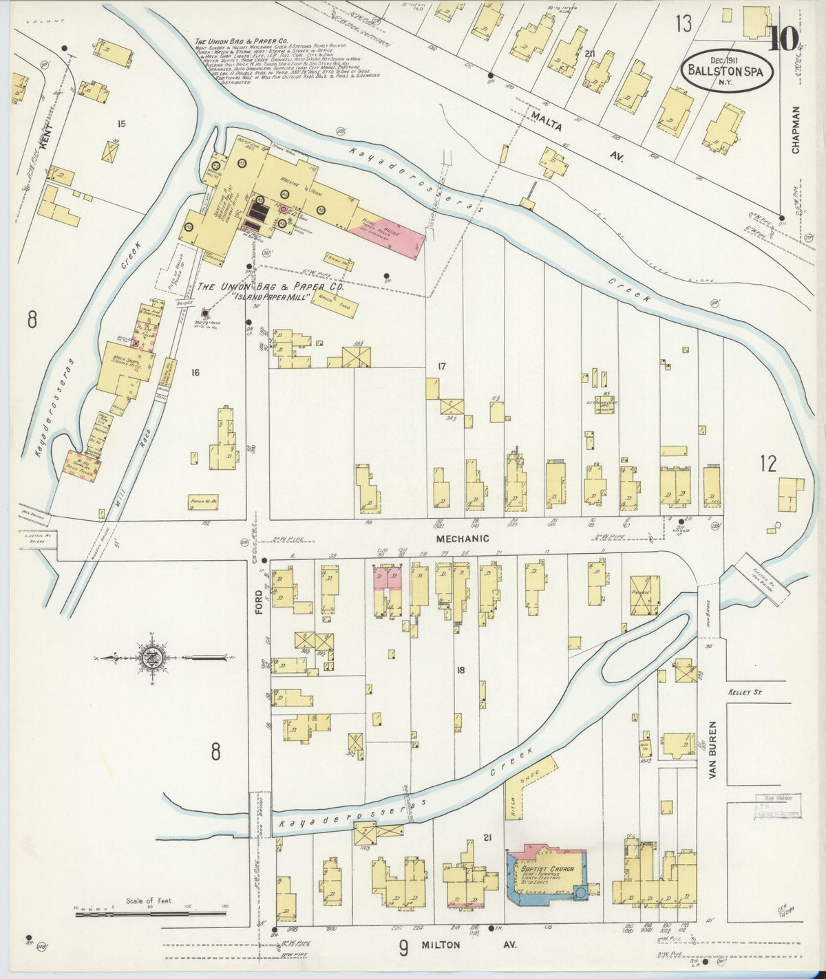 Sanborn Fire Insurance Map from Ballston Spa, Saratoga County, New York (1911), Sheet #0010 - Complete Map Set gallery image, historic Sanborn map, vintage wall art, New York New York