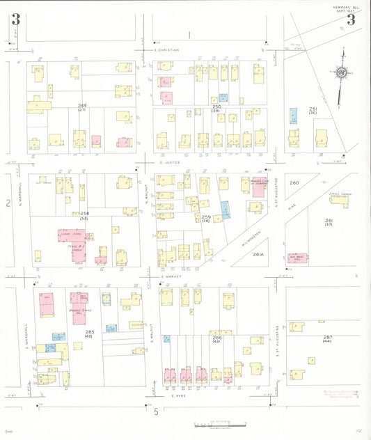 Sanborn Fire Insurance Map from Newport, New Castle County, Delaware (1937), Sheet #0003 - Historic Sanborn Fire Insurance Map Print, vintage old map wall art, antique decor, genealogy gift, Delaware Delaware map