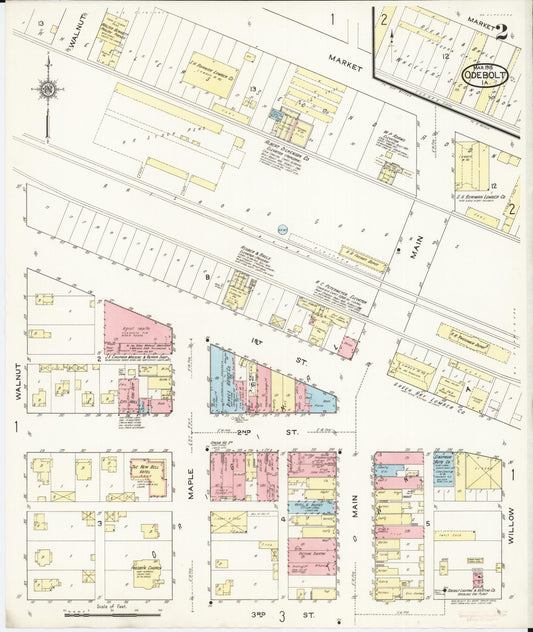 Sanborn Fire Insurance Map from Odebolt, Sac County, Iowa (1915), Sheet #0002 - Historic Sanborn Fire Insurance Map Print, vintage old map wall art