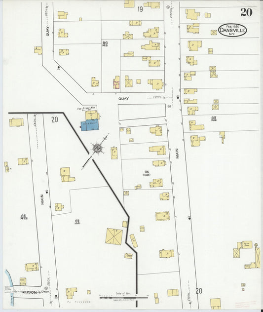 Sanborn Fire Insurance Map from Dansville, Livingston County, New York (1920), Sheet #0020 - Historic Sanborn Fire Insurance Map Print, vintage old map wall art, antique decor, genealogy gift, New York New York map