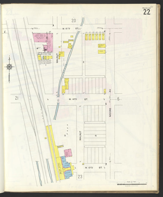 Sanborn Fire Insurance Map from Anniston, Calhoun County, Alabama (1925), Sheet #0022 - Historic Sanborn Fire Insurance Map Print, vintage old map wall art, antique decor, genealogy gift, Alabama Alabama map