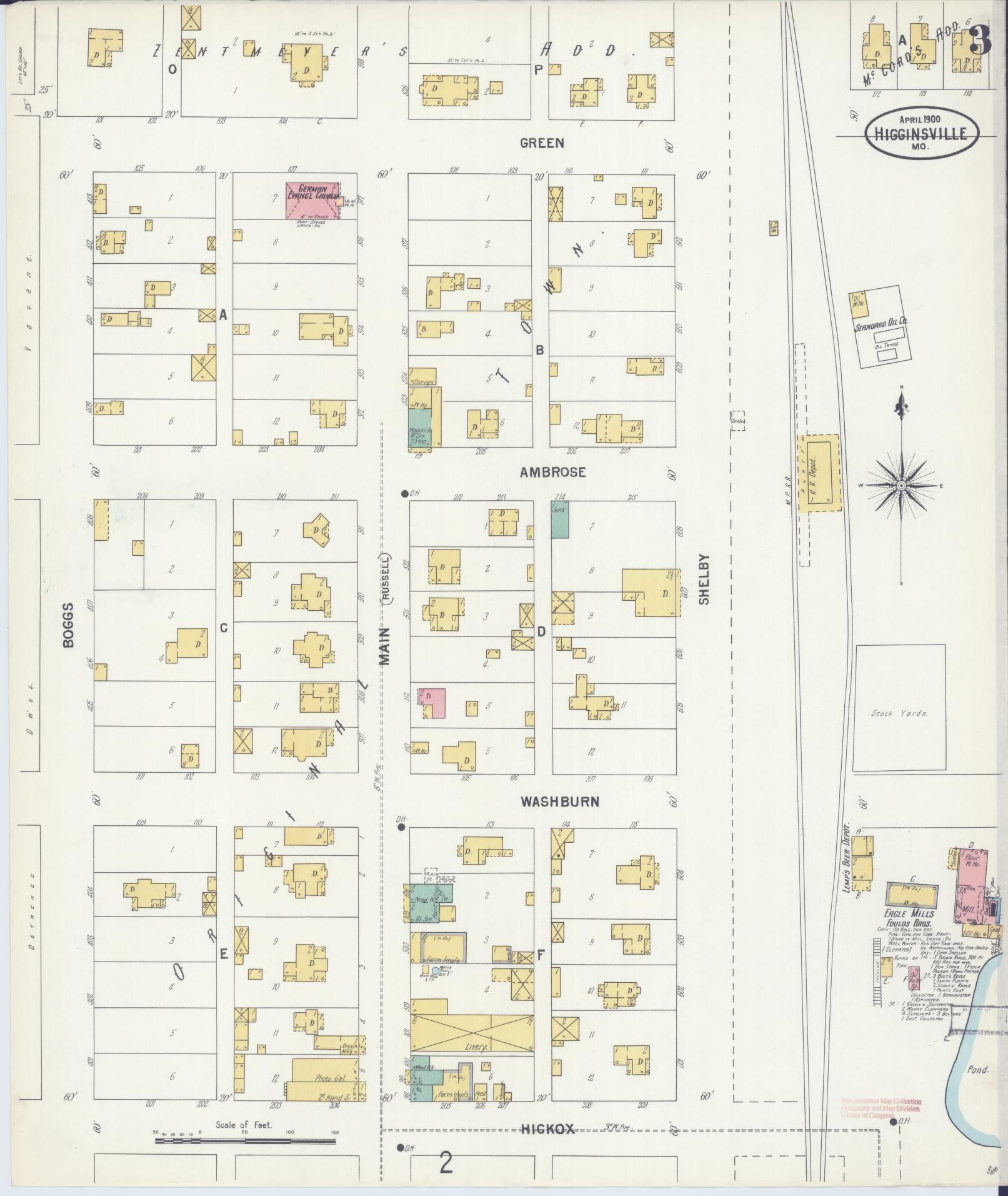 Sanborn Fire Insurance Map from Higginsville, Lafayette County, Missouri (1900), Sheet #0003 - Complete Map Set gallery image, historic Sanborn map, vintage wall art, Missouri Missouri