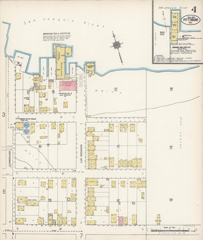 Sanborn Fire Insurance Map from Pittsburg, Contra Costa County, California (1911), Sheet #0004 - Complete Map Set gallery image, historic Sanborn map, vintage wall art, California California