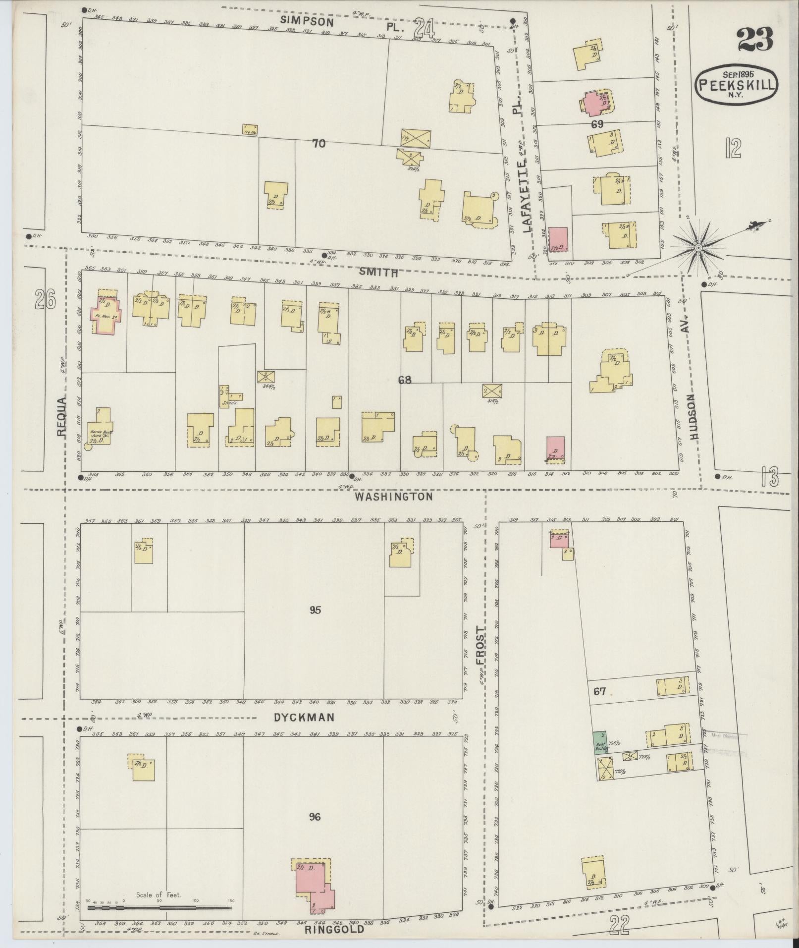 Sanborn Fire Insurance Map from Peekskill, Westchester County, New York (1895), Sheet #0023 - Complete Map Set gallery image, historic Sanborn map, vintage wall art, New York New York