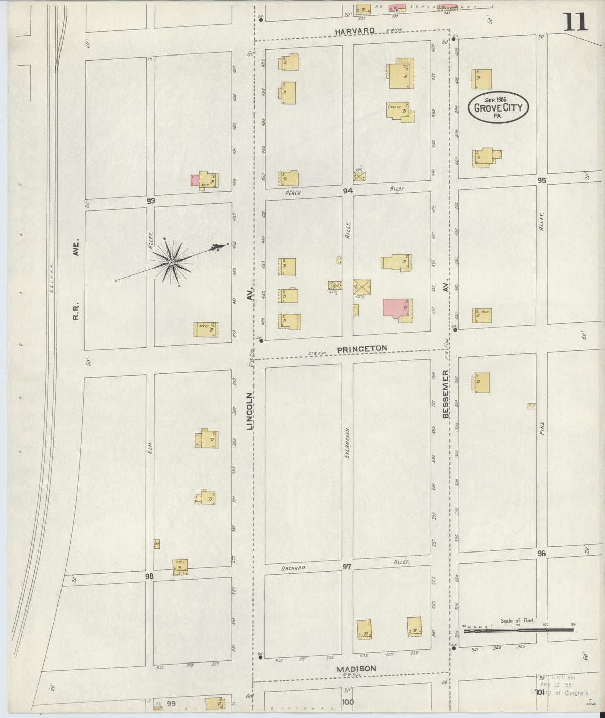 Sanborn Fire Insurance Map from Grove City, Mercer County, Pennsylvania (1906), Sheet #0011 - Complete Map Set gallery image, historic Sanborn map, vintage wall art, Pennsylvania Pennsylvania