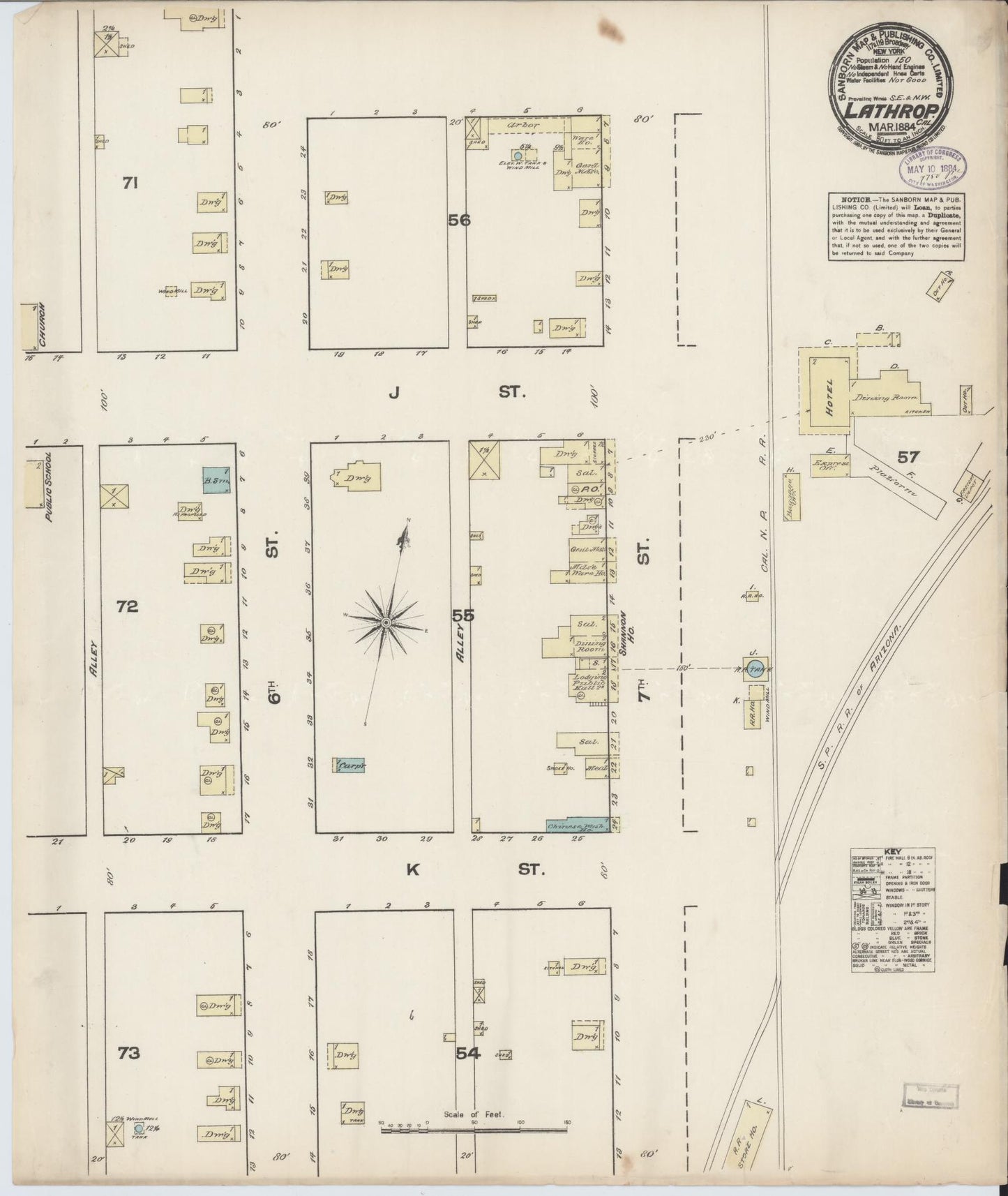 Sanborn Fire Insurance Map from Lathrop, San Joaquin County, California (1884), Sheet #0001 - Historic Sanborn Fire Insurance Map Print, vintage old map wall art, antique decor, genealogy gift, California California map