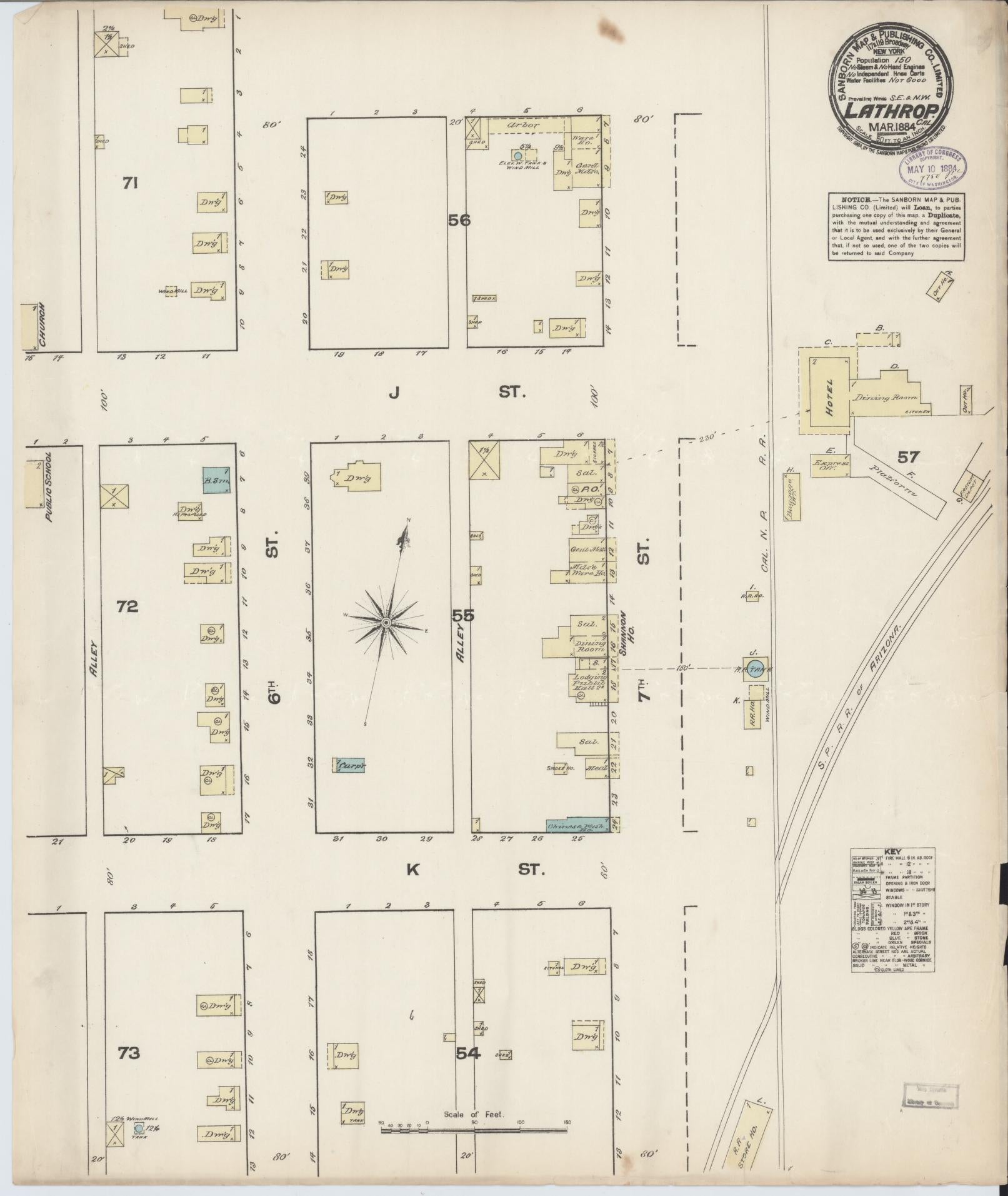 Sanborn Fire Insurance Map from Lathrop, San Joaquin County, California (1884), Sheet #0001 - Historic Sanborn Fire Insurance Map Print, vintage old map wall art, antique decor, genealogy gift, California California map