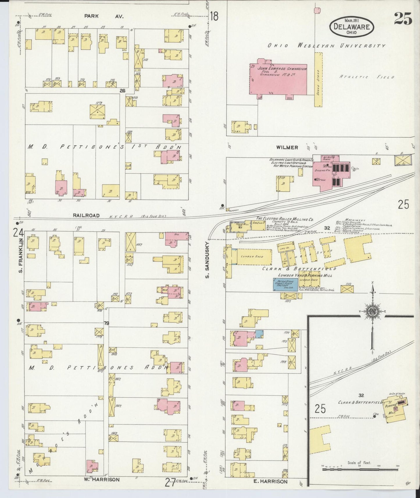 Sanborn Fire Insurance Map from Delaware, Delaware County, Ohio (1911), Sheet #0025 - Complete Map Set gallery image, historic Sanborn map, vintage wall art, Ohio Ohio