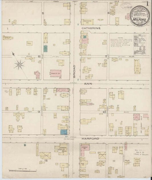 Sanborn Fire Insurance Map from Milford, Pike County, Pennsylvania (1885), Sheet #0001 - Historic Sanborn Fire Insurance Map Print, vintage old map wall art, antique decor, genealogy gift, Pennsylvania Pennsylvania map