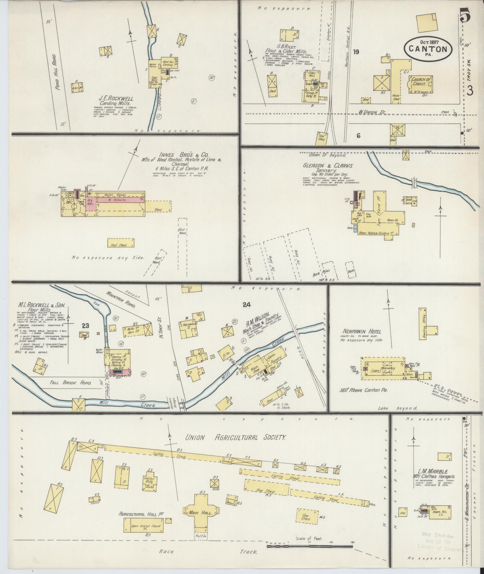 Sanborn Fire Insurance Map from Canton, Bradford County, Pennsylvania (1897), Sheet #0005 - Historic Sanborn Fire Insurance Map Print, vintage old map wall art, antique decor, genealogy gift, Pennsylvania Pennsylvania map