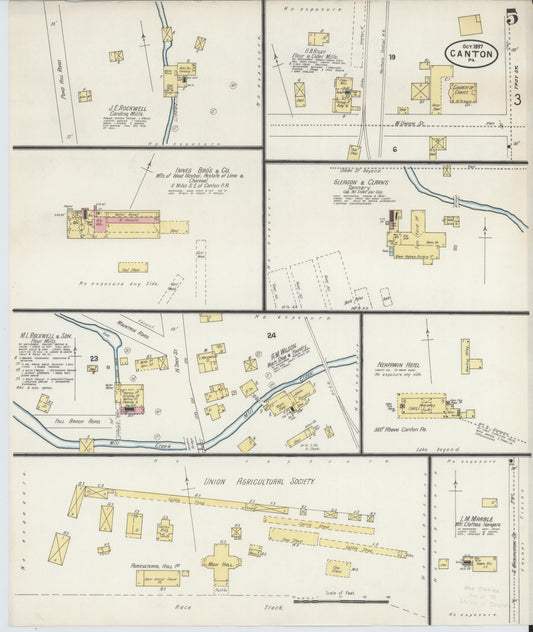 Sanborn Fire Insurance Map from Canton, Bradford County, Pennsylvania (1897), Sheet #0005 - Historic Sanborn Fire Insurance Map Print, vintage old map wall art, antique decor, genealogy gift, Pennsylvania Pennsylvania map
