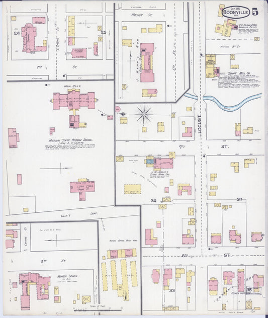 Sanborn Fire Insurance Map from Boonville, Cooper County, Missouri (1892), Sheet #0005 - Historic Sanborn Fire Insurance Map Print, vintage old map wall art, antique decor, genealogy gift, Missouri Missouri map