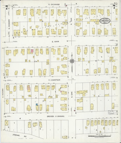 Sanborn Fire Insurance Map from Owosso, Shiawassee County, Michigan (1924), Sheet #0007 - Historic Sanborn Fire Insurance Map Print, vintage old map wall art, antique decor, genealogy gift, Michigan Michigan map