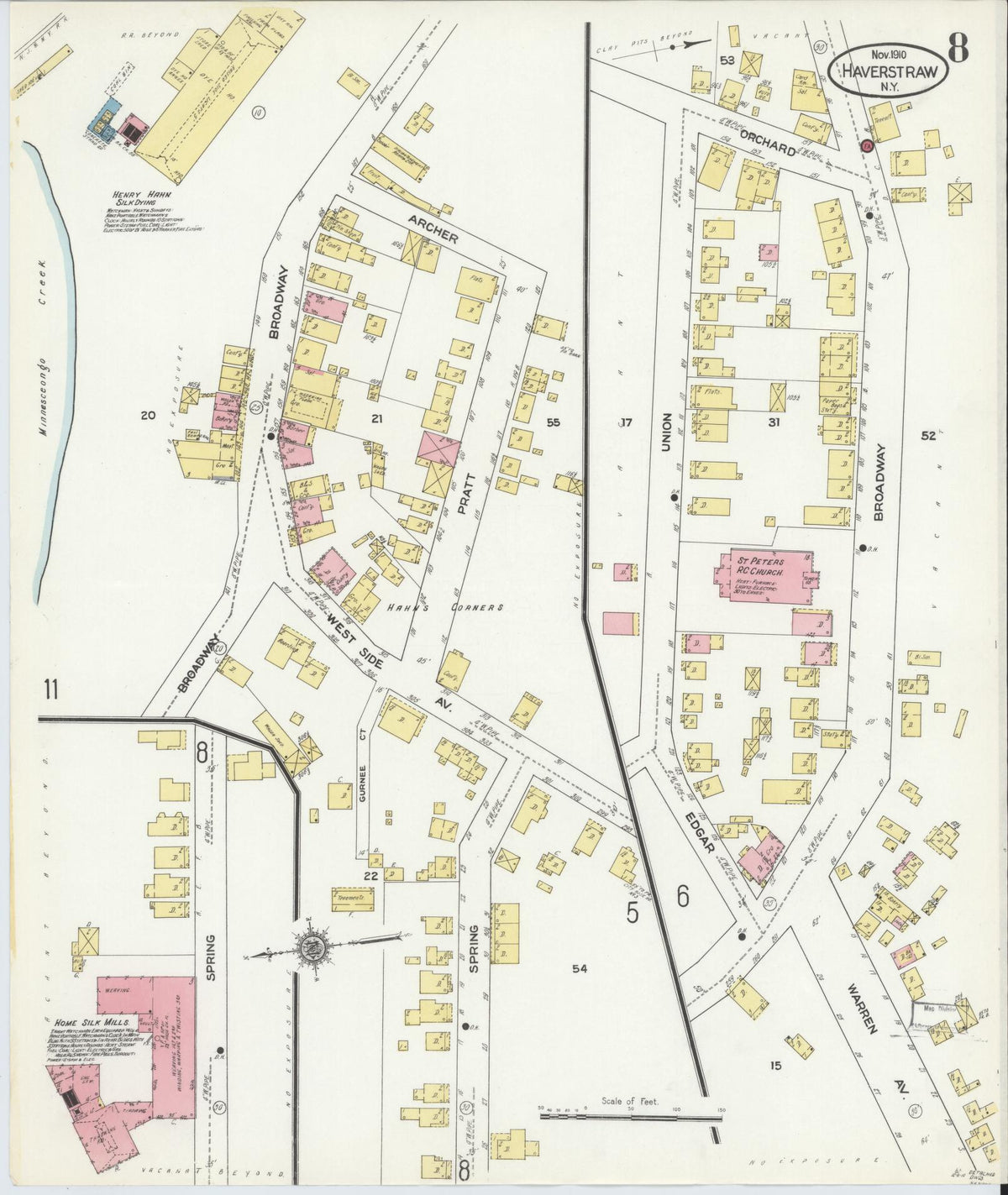 Sanborn Fire Insurance Map from Haverstraw, Rockland County, New York (1910), Sheet #0008 - Complete Map Set gallery image, historic Sanborn map, vintage wall art, New York New York