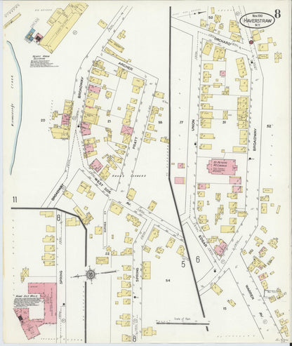 Sanborn Fire Insurance Map from Haverstraw, Rockland County, New York (1910), Sheet #0008 - Complete Map Set gallery image, historic Sanborn map, vintage wall art, New York New York