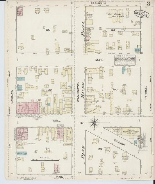 Sanborn Fire Insurance Map from Saint Louis, Gratiot County, Michigan (1884), Sheet #0003 - Historic Sanborn Fire Insurance Map Print, vintage old map wall art, antique decor, genealogy gift, Michigan Michigan map