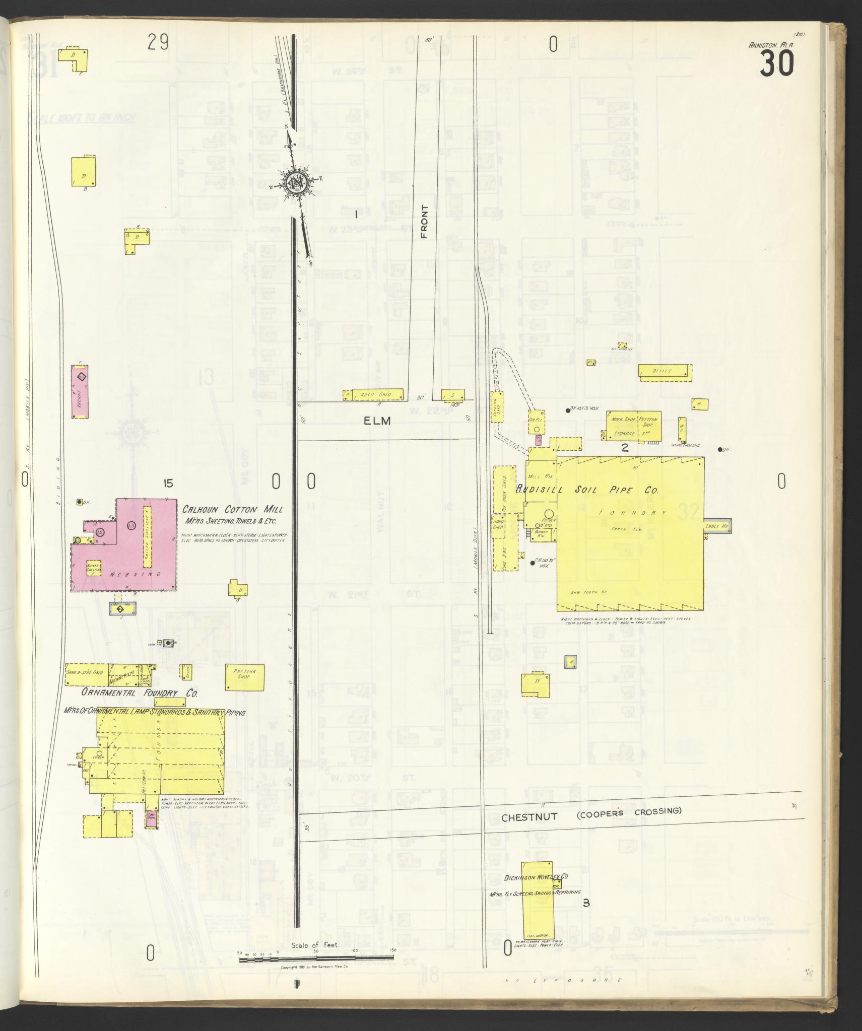 Sanborn Fire Insurance Map from Anniston, Calhoun County, Alabama (1925), Sheet #0030 - Complete Map Set gallery image, historic Sanborn map, vintage wall art, Alabama Alabama