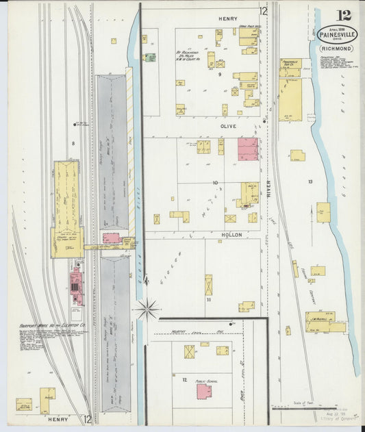 Sanborn Fire Insurance Map from Painesville, Lake County, Ohio (1898), Sheet #0012 - Historic Sanborn Fire Insurance Map Print, vintage old map wall art, antique decor, genealogy gift, Ohio Ohio map