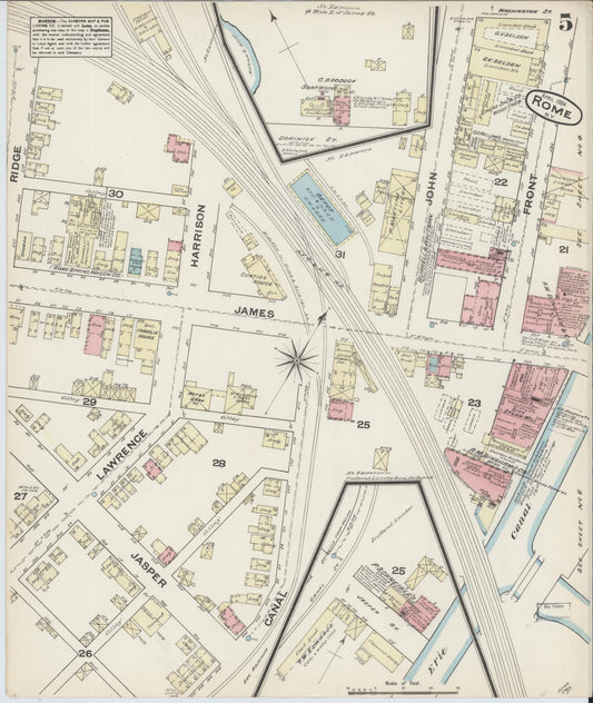 Sanborn Fire Insurance Map from Rome, Oneida County, New York (1884), Sheet #0005 - Historic Sanborn Fire Insurance Map Print, vintage old map wall art, antique decor, genealogy gift, New York New York map