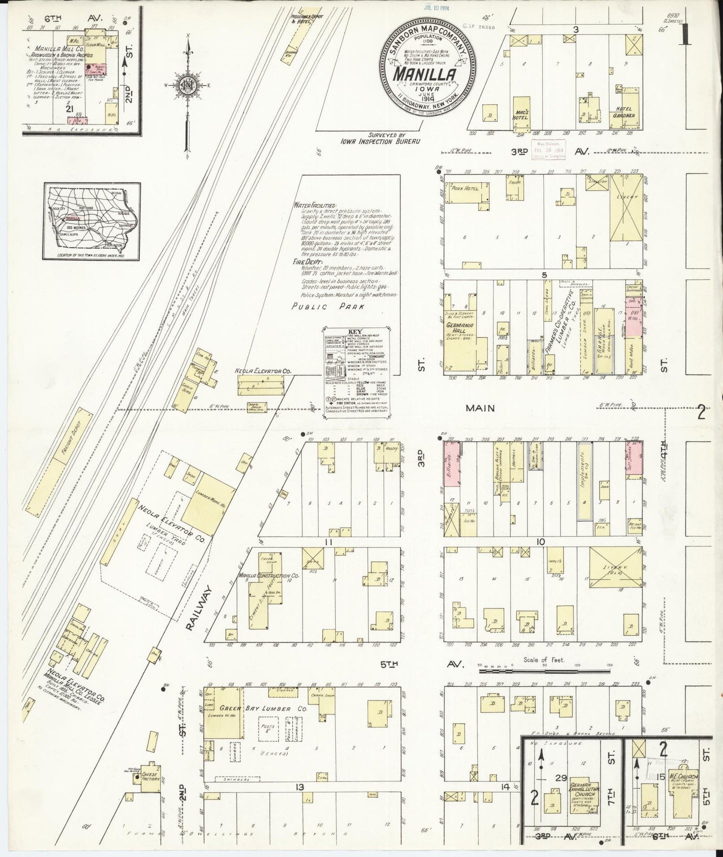 Sanborn Fire Insurance Map from Manilla, Crawford County, Iowa (1914), Sheet #0001 - Historic Sanborn Fire Insurance Map Print