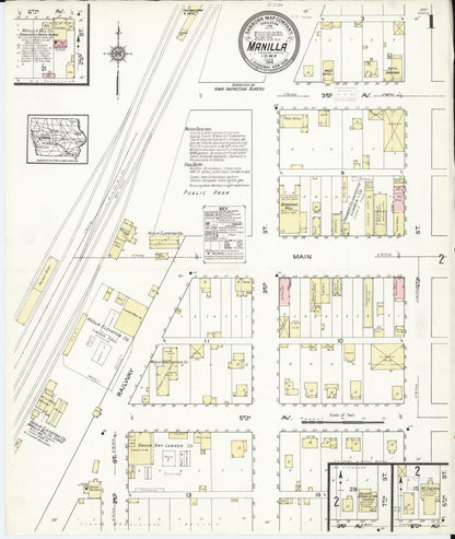Sanborn Fire Insurance Map from Manilla, Crawford County, Iowa (1914), Sheet #0001 - Historic Sanborn Fire Insurance Map Print