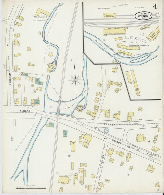 Sanborn Fire Insurance Map from Cazenovia, Madison County, New York (1895), Sheet #0004 - Historic Sanborn Fire Insurance Map Print, vintage old map wall art, antique decor, genealogy gift, New York New York map