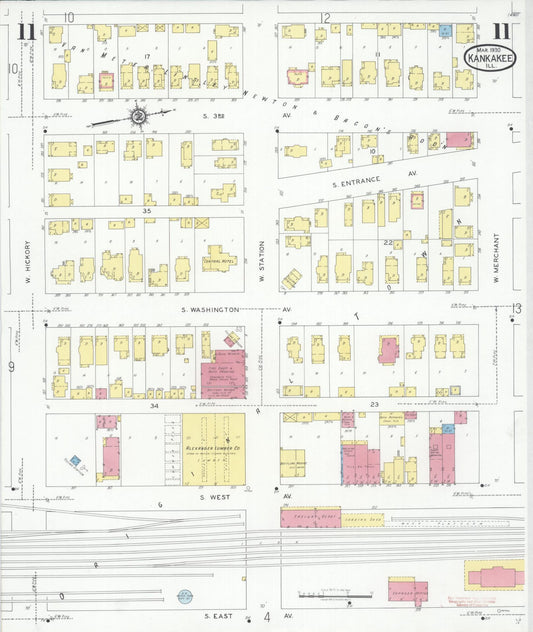 Sanborn Fire Insurance Map from Kankakee, Kankakee County, Illinois (1930), Sheet #0011 - Historic Sanborn Fire Insurance Map Print, vintage old map wall art, antique decor, genealogy gift, Illinois Illinois map
