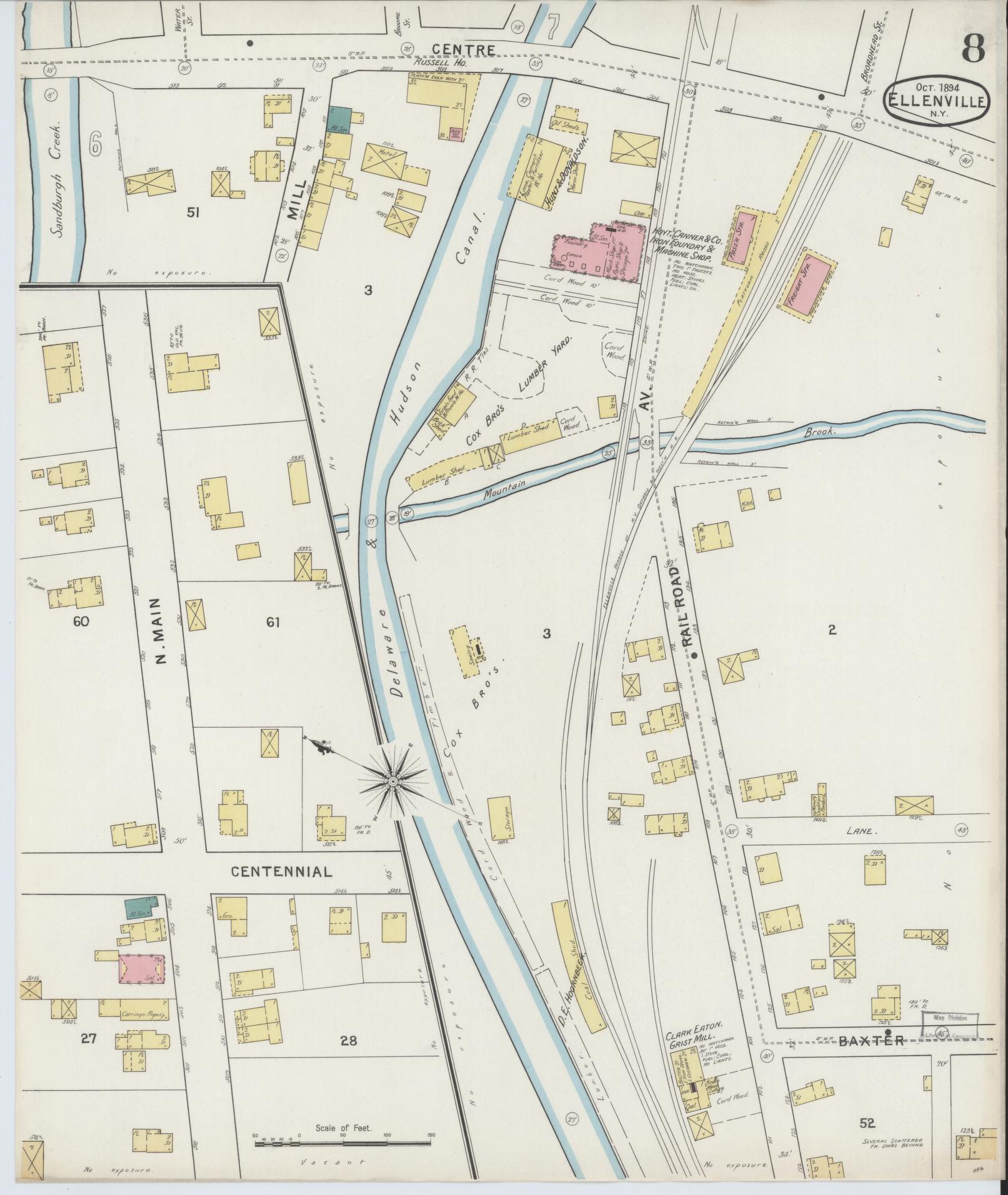 Sanborn Fire Insurance Map from Ellenville, Ulster County, New York (1894), Sheet #0008 - Complete Map Set gallery image, historic Sanborn map, vintage wall art, New York New York