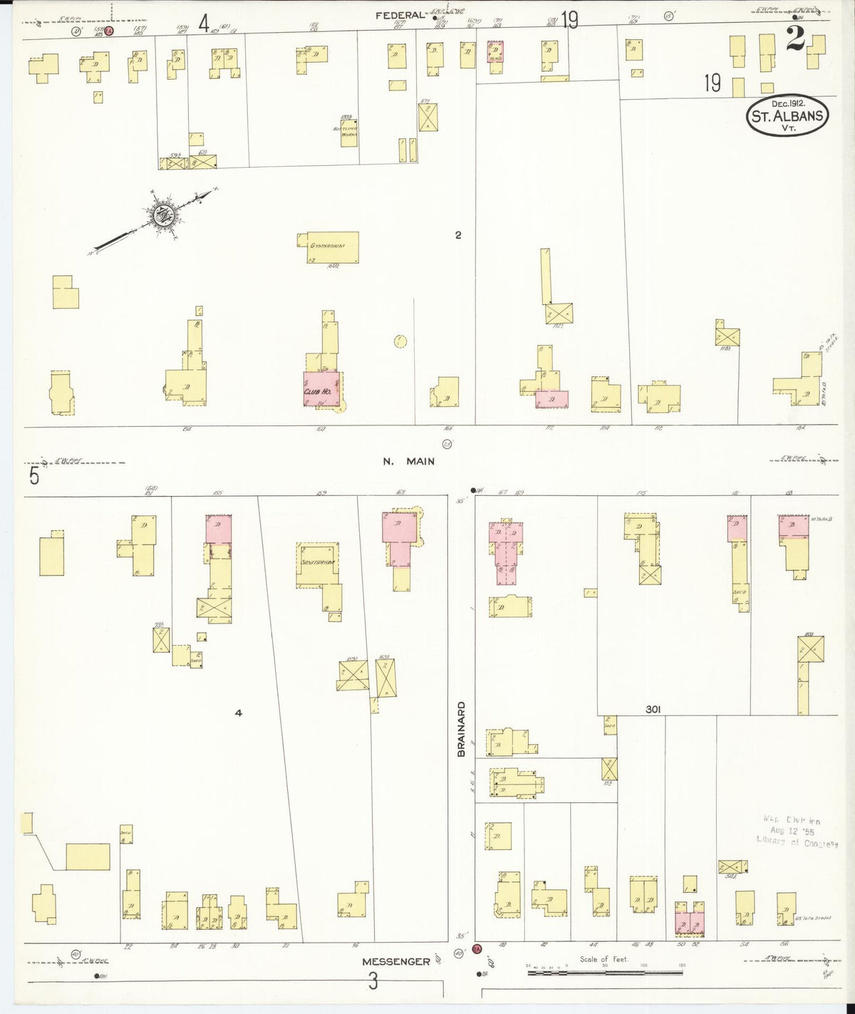 Sanborn Fire Insurance Map from Saint Albans, Franklin County, Vermont (1912), Sheet #0002 - Historic Sanborn Fire Insurance Map Print, vintage old map wall art, antique decor, genealogy gift, Vermont Vermont map