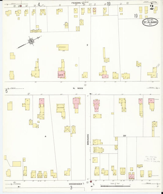 Sanborn Fire Insurance Map from Saint Albans, Franklin County, Vermont (1912), Sheet #0002 - Historic Sanborn Fire Insurance Map Print, vintage old map wall art, antique decor, genealogy gift, Vermont Vermont map