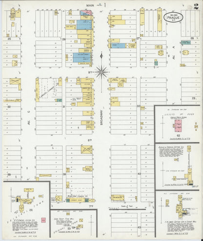 Sanborn Fire Insurance Map from Prague, Lincoln County, Oklahoma (1904), Sheet #0002 - Complete Map Set gallery image, historic Sanborn map, vintage wall art, Oklahoma Oklahoma