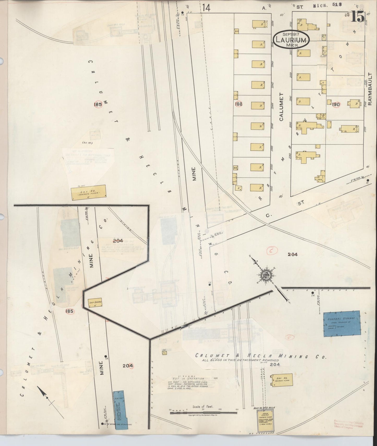 Sanborn Fire Insurance Map from Laurium, Houghton County, Michigan (1949), Sheet #0015 - Complete Map Set gallery image, historic Sanborn map, vintage wall art, Michigan Michigan