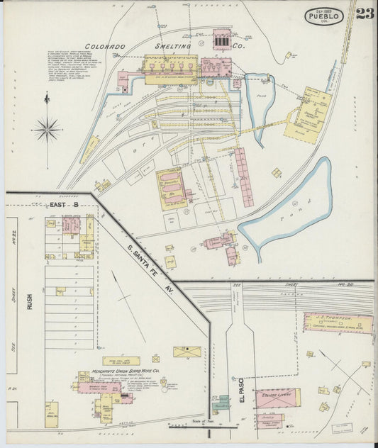 Sanborn Fire Insurance Map from Pueblo, Pueblo County, Colorado (1889), Sheet #0023 - Historic Sanborn Fire Insurance Map Print, vintage old map wall art, antique decor, genealogy gift, Colorado Colorado map