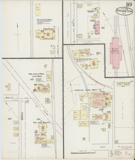 Sanborn Fire Insurance Map from Bridgeton, Cumberland County, New Jersey (1886), Sheet #0010 - Historic Sanborn Fire Insurance Map Print, vintage old map wall art, antique decor, genealogy gift, New Jersey New Jersey map