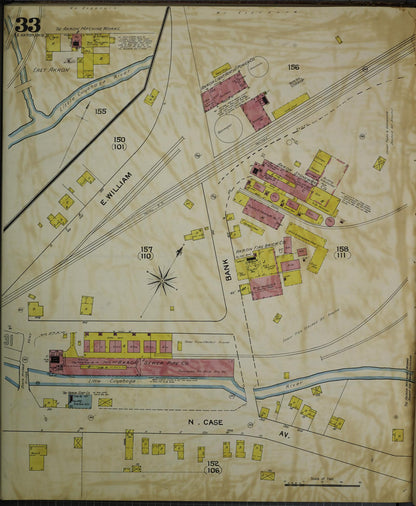 Sanborn Fire Insurance Map from Akron, Summit County, Ohio (1892), Sheet #0033 - Historic Sanborn Fire Insurance Map Print, vintage old map wall art, antique decor, genealogy gift, Ohio Ohio map