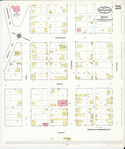 Sanborn Fire Insurance Map from Oskaloosa, Mahaska County, Iowa (1917), Sheet #0025 - Historic Sanborn Fire Insurance Map Print, vintage old map wall art