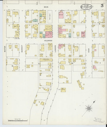 Sanborn Fire Insurance Map from Mount Sterling, Madison County, Ohio (1895), Sheet #0003 - Historic Sanborn Fire Insurance Map Print, vintage old map wall art, antique decor, genealogy gift, Ohio Ohio map