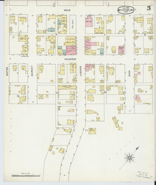 Sanborn Fire Insurance Map from Mount Sterling, Madison County, Ohio (1895), Sheet #0003 - Historic Sanborn Fire Insurance Map Print, vintage old map wall art, antique decor, genealogy gift, Ohio Ohio map